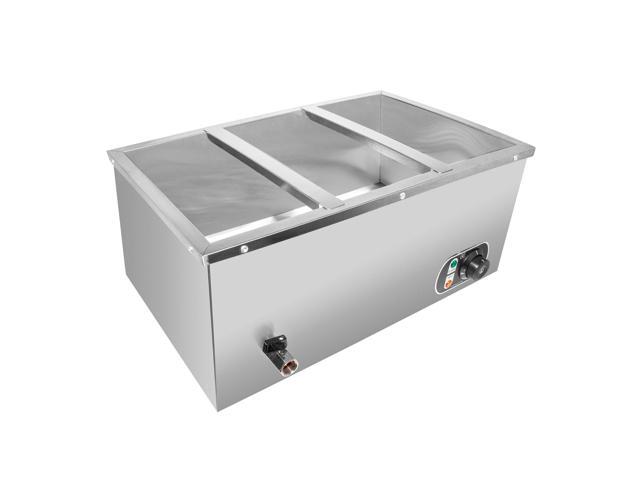ALDKitchen Bain Marie Steam Warmer Electric Buffet Food Warmer Stainless Steel 3 Tanks 110V