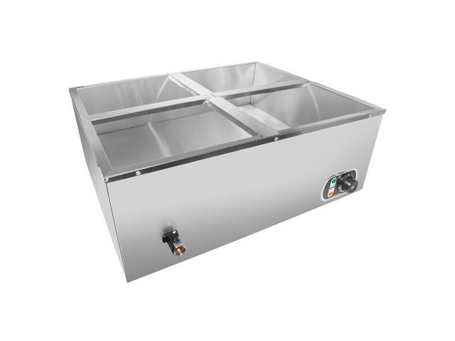 ALDKitchen Bain Marie Steam Warmer Electric Buffet Food Warmer Stainless Steel 4 Tanks 110V