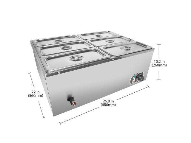 ALDKitchen Bain Marie Steam Warmer Electric Buffet Food Warmer Stainless Steel 6 tanks 110V