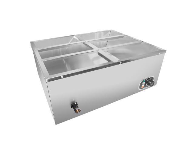 ALDKitchen Bain Marie Steam Warmer Electric Buffet Food Warmer Stainless Steel 6 tanks 110V