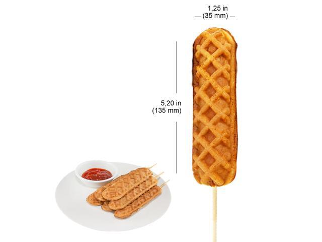 Corn Dog Waffle Maker for Commercial Use 6 Hotdog Waffles on a Stick Stainless Steel 110V (6 Hot Dogs)