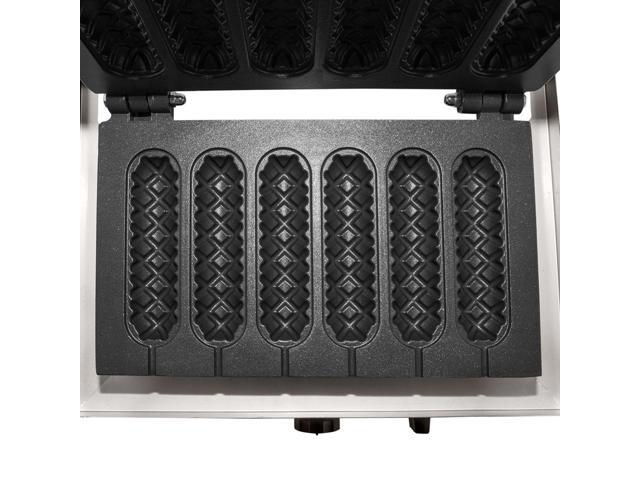 Corn Dog Waffle Maker for Commercial Use 6 Hotdog Waffles on a Stick Stainless Steel 110V (6 Hot Dogs)