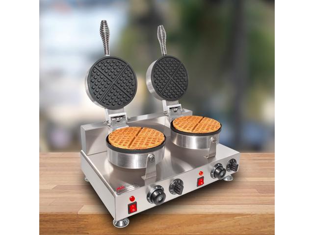 Belgian Waffle Maker Cone Maker and Waffle Iron Round-Shape Thin Waffles Stainless Steel