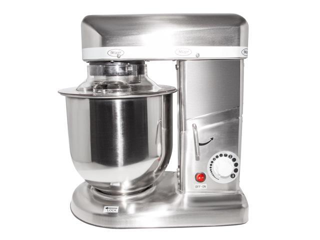 GR-302 Food Mixer Commercial Mixer with Dough Hook, Wire Whip & Beater Stainless Steel 7L