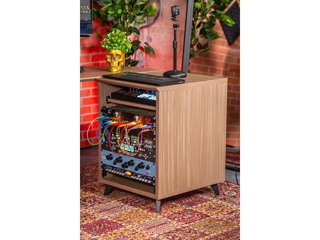 Elite Furniture Series 10U Studio Rack Table in Driftwood Grey Finish