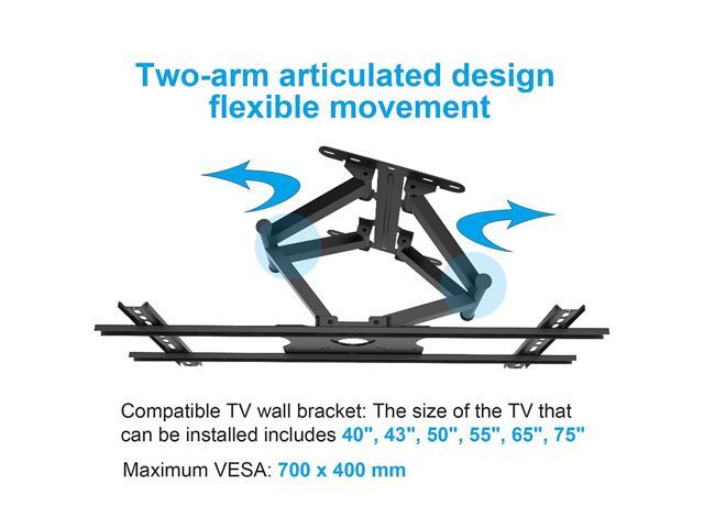 Sylvox Full Motion Outdoor TV Wall Mount, TV Wall Mount for 40 inch to 75 inch, Flexible 6 Articulating Dual Arms, TV Bracket Max VESA 700x400mm,...