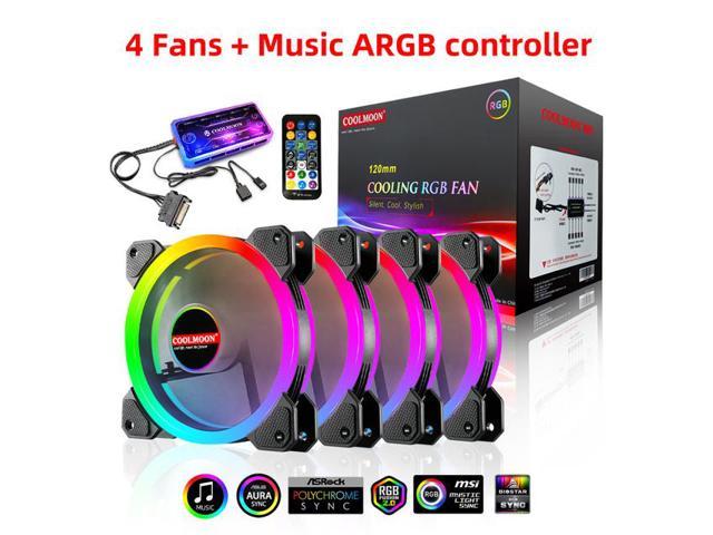 NewStyp 120mm Case Music Fans High Performance Cooling PC RGB Fans with Hydraulic Bearing Adjust Speed Aura Sync ARGB Music Fan 4 Pack + Music ARGB.