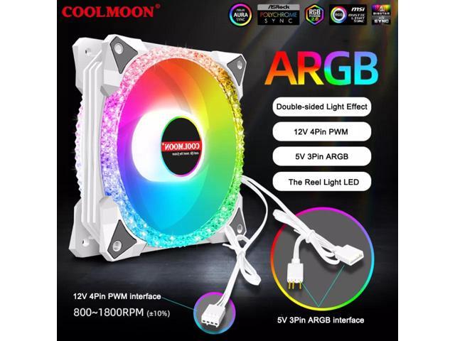 NewStyp 5V 3Pin ARGB Fans PC CPU Cooler Water Cooling 120mm Replace Computer Case Cooling RGB 12V 4Pin PWM Fan Accessories
