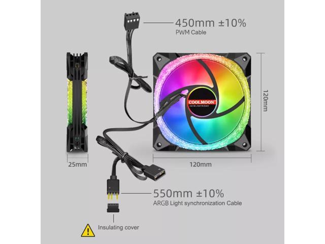 NewStyp 5V 3Pin ARGB Fans PC CPU Cooler Water Cooling 120mm Replace Computer Case Cooling RGB 12V 4Pin PWM Fan Accessories