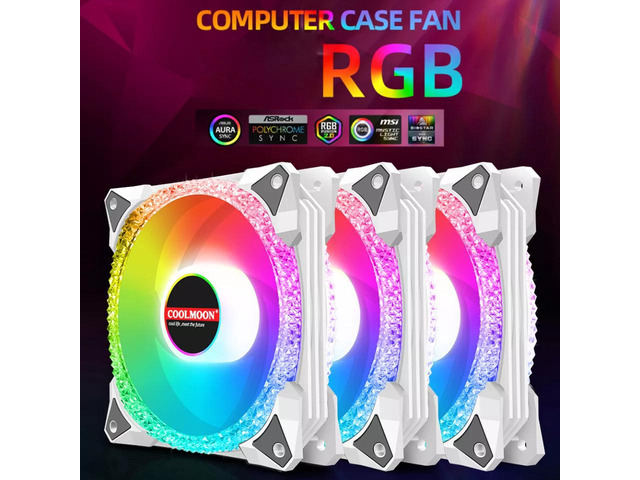 NewStyp 5V 3Pin ARGB Fans PC CPU Cooler Water Cooling 120mm Replace Computer Case Cooling RGB 12V 4Pin PWM Fan Accessories White 4 Packs