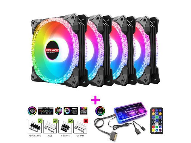 NewStyp 5V 3Pin ARGB Fans PC CPU Cooler Water Cooling 120mm Replace Computer Case Cooling RGB 12V 4Pin PWM Fan Accessories Black 4 Packs