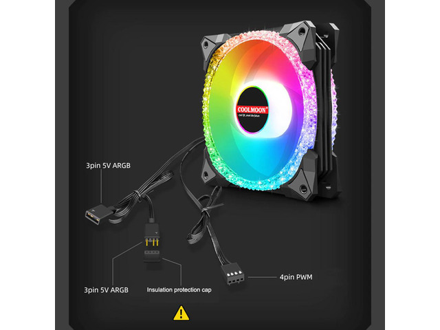 NewStyp 5V 3Pin ARGB Fans PC CPU Cooler Water Cooling 120mm Replace Computer Case Cooling RGB 12V 4Pin PWM Fan Accessories Black 4 Packs