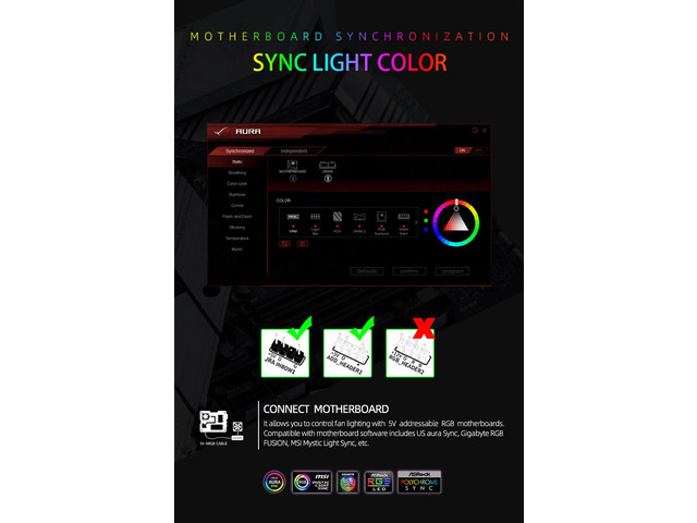 NewStyp 5V 3Pin ARGB Fans PC CPU Cooler Water Cooling 120mm Replace Computer Case Cooling RGB 12V 4Pin PWM Fan Accessories Black 4 Packs