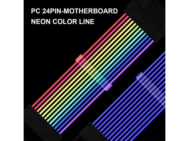 NewStyp PSU Power Extension Cable RGB ATX 24Pin GPU 8Pin Triple Streamer PCI-E 6+2Pin Dual Rainbow Cord 5V Sync PC Case Decoration 2 x 8 Pins