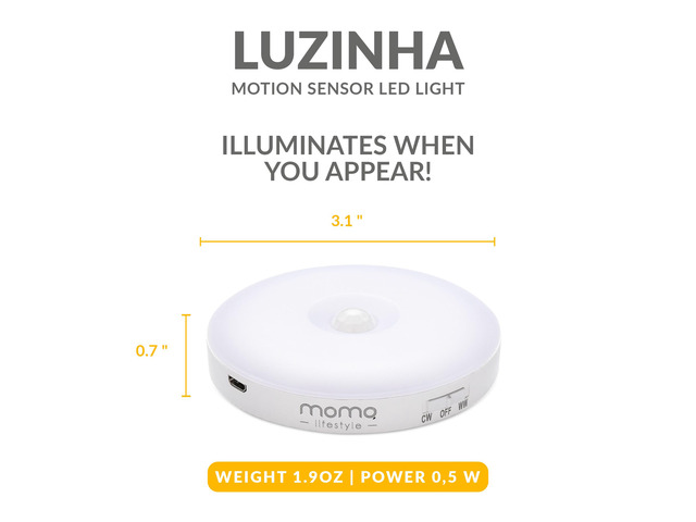 Motion Sensor Night Light, Automatic Motion Activated Night Light LED Warm Yellow 3.7V 500mAh USB Rechargeable Battery Attachable Everywhere, Momo...