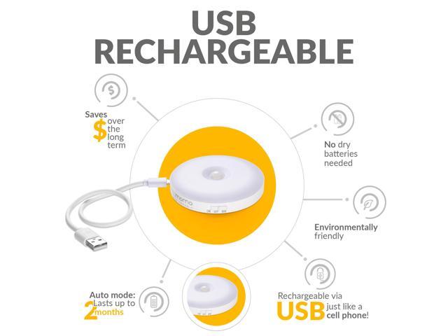 Motion Sensor Night Light, Automatic Motion Activated Night Light LED Warm Yellow 3.7V 500mAh USB Rechargeable Battery Attachable Everywhere, Momo...