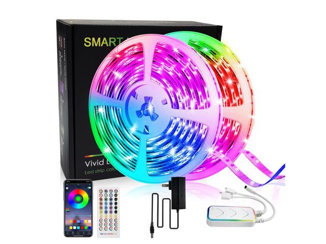 ONDTA Led Strip Lights 65.6ft with IR Remote Control, Music Sync Color Changing Lights, Smart Light Strips with App Control RGB Led Lights for.