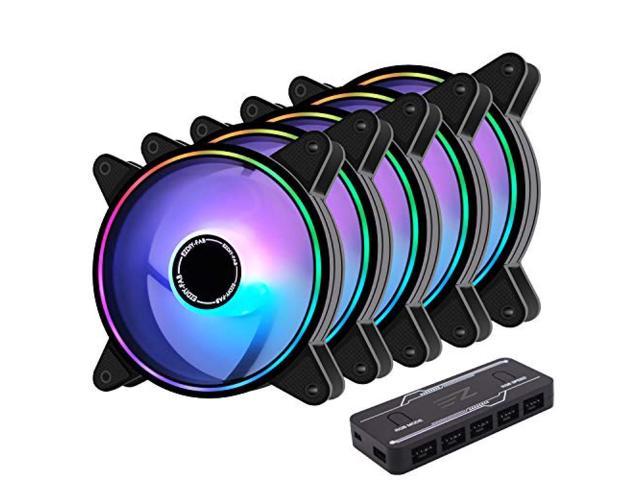 EZDIY-FAB 120mm Moonlight Type Case Fan, PWM Compatible Fan, With Addressable RGB Adjustment Function Quiet PWM Type, With Fan Hub, Motherboard.