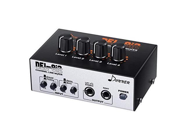 Donner Audio Mixer Stereo Mixer USB 4 Channels With Low Noise Volume Adjustable for Microphone / Guitar / Bass / Keyboard Ears-Linedel-4