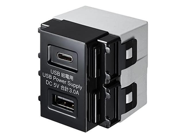 Sanwa Supply Embedded USB Power Supply Outlet (Type-C Equipped) TAP-KJUSB1C1BK photo