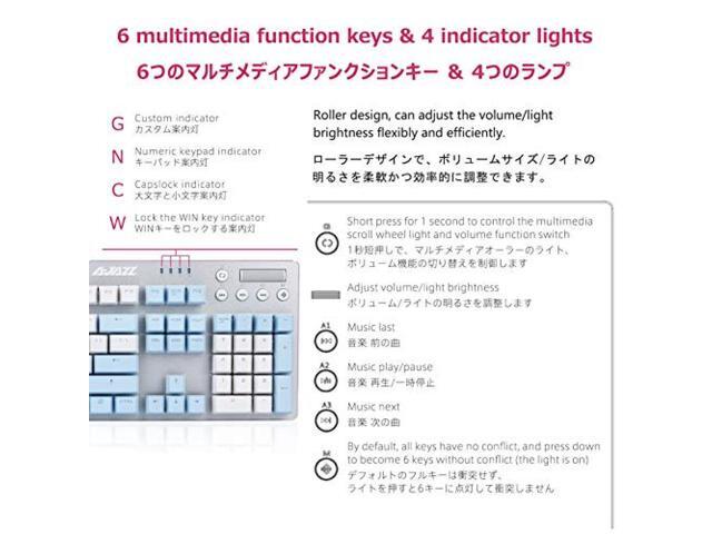 Ajazz AK35i Mechanical Keyboard Wired Gaming Keyboard White Backlight 2 Colors PBT Buttons Cute Female Keyboard English Keyboard 104 Keys (White &...