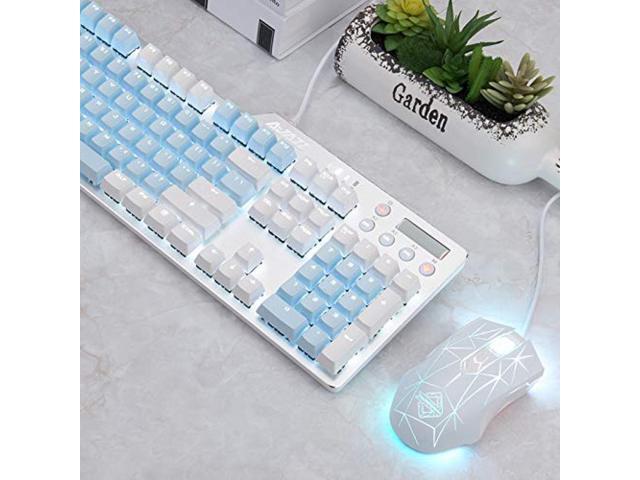 Ajazz AK35i Mechanical Keyboard Wired Gaming Keyboard White Backlight 2 Colors PBT Buttons Cute Female Keyboard English Keyboard 104 Keys (White &...