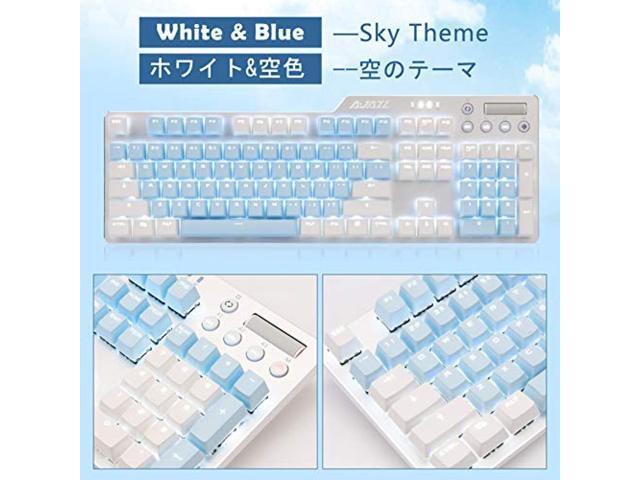 Ajazz AK35i Mechanical Keyboard Wired Gaming Keyboard White Backlight 2 Colors PBT Buttons Cute Female Keyboard English Keyboard 104 Keys (White &...