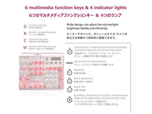 Ajazz AK35i Mechanical Keyboard Wired Gaming Keyboard White Backlit 2 Colors PBT Buttons Cute Female Keyboard English Arrangement 104 Keys (Sakura...