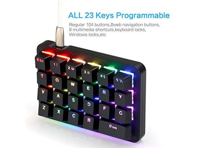 Fully programmable mechanical keyboard Customizable left hand gaming keyboard 23 key macro key RGB backlight one hand small keyboard shot cut key...