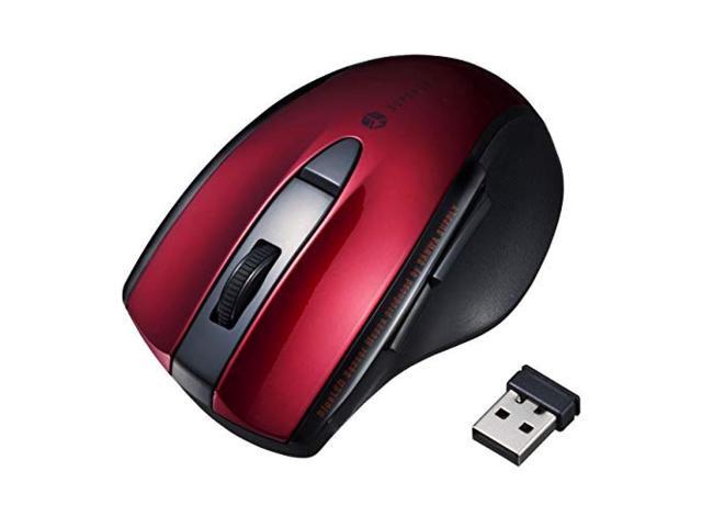 Sanwa Supply Wireless Mouse Quiet Blue LED 5 Button Medium Red MA-WBL166R