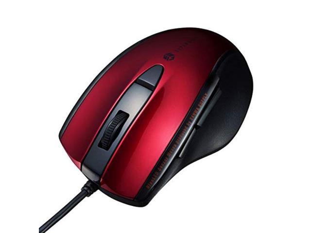 Sanwa Supply Wired Mouse Quiet Blue LED 5 Button Medium Red MA-BL168R