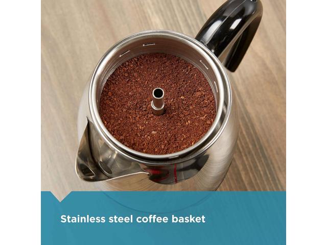 Farberware Electric Coffee Percolator, FCP240, Stainless Steel Basket, Automatic Keep Warm, No-Drip Spout, 4 Cup