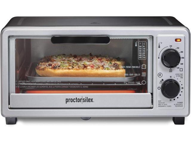Proctor Silex 4 Slice Countertop Toaster Oven, Multi-Function with Bake, Toast and Broiler, 1100 Watts, 30 min timer and auto-shutoff, Includes...