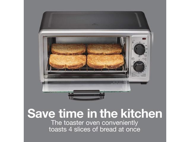 Proctor Silex 4 Slice Countertop Toaster Oven, Multi-Function with Bake, Toast and Broiler, 1100 Watts, 30 min timer and auto-shutoff, Includes...