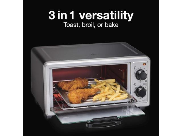 Proctor Silex 4 Slice Countertop Toaster Oven, Multi-Function with Bake, Toast and Broiler, 1100 Watts, 30 min timer and auto-shutoff, Includes...