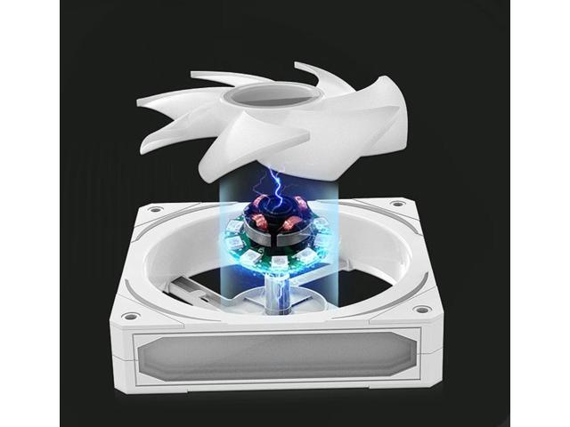 Computer Case Fan, Low Noise Intelligent Speed Regulation, ARGB AURA SYNC 120mm Case Fan Radiator w/+5V PWM Hub Controller - White 3Pack