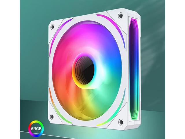 Computer Case Fan, Low Noise Intelligent Speed Regulation, ARGB AURA SYNC 120mm Case Fan Radiator w/+5V PWM Hub Controller - White 3Pack