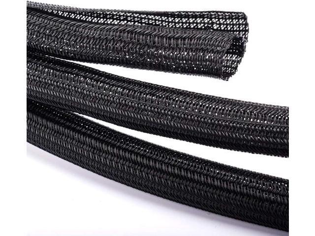 20ft - 3/4 inch Black Cable Sleeve, Cable Organizer for Desk PC TV Computer, Wire Protector Cable Wrap Cover, Cord Management for Home Office