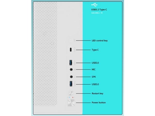 Micro ATX Case, Mini-ITX Gaming PC Case 2 Tempered Glass Panels & Front Panel Micro ATX PC Case USB 3.0 Type-C 3.2/360mm Water Cooling Ready - White