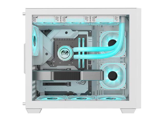 Micro ATX Case, Mini-ITX Gaming PC Case 2 Tempered Glass Panels & Front Panel Micro ATX PC Case USB 3.0 Type-C 3.2/360mm Water Cooling Ready - White
