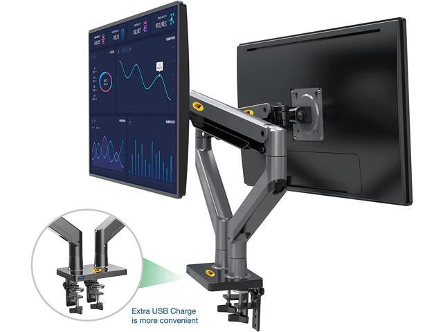 Dual Monitor Arm Ultra Wide Full Motion Swivel Monitor Mount with Gas Spring for 22''-32'' Monitors with Load Capacity from 4.4 to 33lbs for Each...