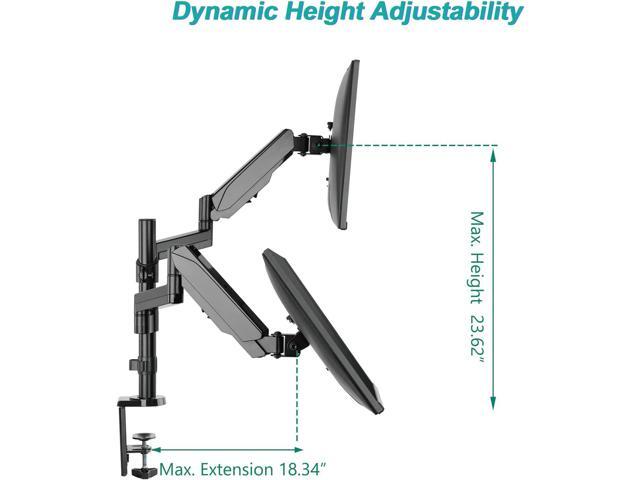 Dual Monitor Mount, Adjustable Gas Spring Arms VESA Desk Mount for 2 Monitors up to 32 inch, 17.6lbs Weight Capacity, Fully Adjustable for Home...