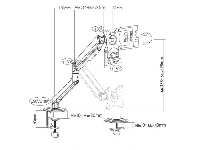 Single Monitor Arm, Monitor Desk Mount Fits 17 to 32 Inch, Adjustable Monitor Stand Holds 19.8lbs Height Adjustable Monitor Stand Black Brown