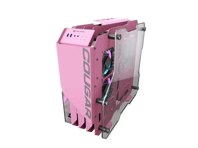 Cougar Open-Frame Computer case ATX 240mm Radiator Aluminum Alloy Glass PC Game Case - Pink