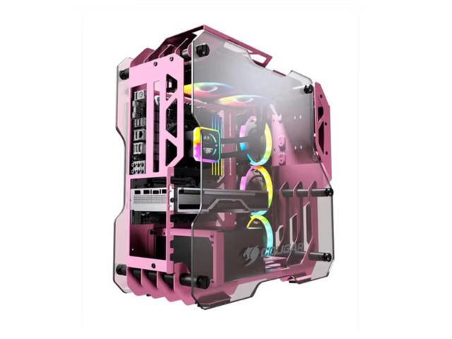 Cougar Open-Frame Computer case ATX 240mm Radiator Aluminum Alloy Glass PC Game Case - Pink
