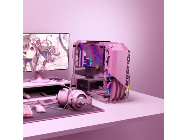 Cougar Open-Frame Computer case ATX 240mm Radiator Aluminum Alloy Glass PC Game Case - Pink