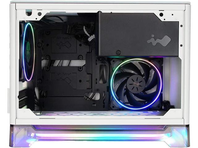 IN WIN A1 Lite White Mini-ITX Tower with Integrated ARGB Lighting with 2 complementary Sirius Loop ASL120 fans - Computer Chassis Case White