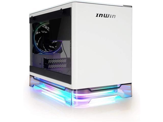 IN WIN A1 Lite White Mini-ITX Tower with Integrated ARGB Lighting with 2 complementary Sirius Loop ASL120 fans - Computer Chassis Case White