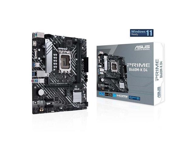 ASUS PRIME B660M-K Motherboard(Micro-ATX,Intel B660 LGA1700,2×DDR4 DIMM,PCI-E 4.0,USB3.2 Gen1, 2×M.2 Slot, 1×VGA,1×HDMI,Windows 11 Ready)