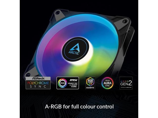 ARCTIC P12 PWM PST A-RGB (3 Pack) - 120 mm PWM case Fan Optimized for Static Pressure, case Fan, semi-Passive: 0-2000 RPM, 5V 3 pin ARGB LED,...